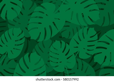 Trendy Tropical Leaves Background. Vector Pattern.