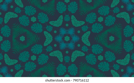 Trendy Tropical Leaves Background. Vector Pattern.
