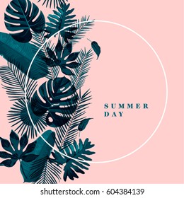 Trendy Tropical Leaves Vector Design