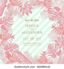 Trendy Tropical Leaves Vector Design