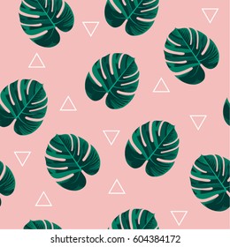 Trendy Tropical Leaves Vector Design