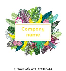 Trendy Tropical Leaves Vector Design on isolated background. Illustration for posters, logotype company, greeting and invitation cards, print and web projects.