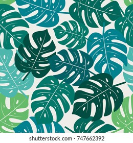 Trendy Tropical Leaves Vector Seamless Pattern. Floral organic background.