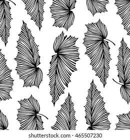 Trendy tropical seamless pattern. Exotic leaves vector illustration. Design artistic element for card, print, wallpaper, invitation.