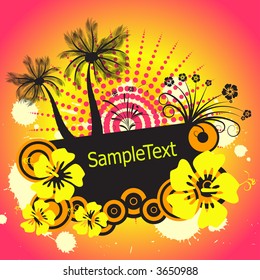 trendy tropical vector palmtree and flower design
