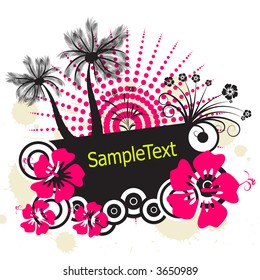 trendy tropical vector palmtree and flower design