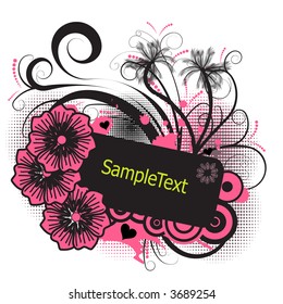 trendy tropical vector palmtree and flower design