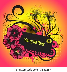 trendy tropical vector palmtree and flower design