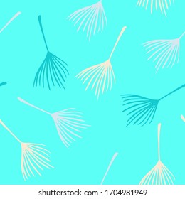 Trendy Tropical Vector Seamless Pattern. Painted Floral Background. Cool Summer Textile. Elegant Male Shirt Female Dress Texture. Dandelion Feather Monstera Banana Leaves Tropical Seamless Pattern.