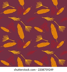 Trendy Tropical Vector Seamless Pattern. Elegant Male Shirt Female Dress Texture. Dandelion Monstera Banana Leaves Feather Tropical Seamless Pattern. Cool Summer Fashion. Drawn Floral Background.