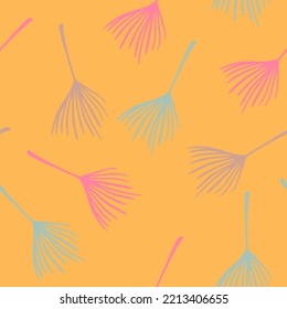 Trendy Tropical Vector Seamless Pattern. Fine Summer Fashion. Feather Dandelion Banana Leaves Monstera Tropical Seamless Pattern. Elegant Male Shirt Female Dress Texture. Drawn Floral Background.