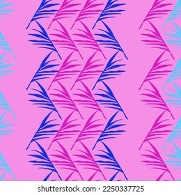 Trendy Tropical Vector Seamless Pattern. Elegant Male Shirt Female Dress Texture. Cool Summer Fashion. Monstera Dandelion Feather Banana Leaves Tropical Seamless Pattern. Drawn Floral Background.