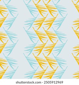 Trendy Tropical Vector Seamless Pattern. Fine Summer Fashion. Painted Floral Background. Feather Monstera Banana Leaves Dandelion Tropical Seamless Pattern. Elegant Male Shirt Female Dress Texture.
