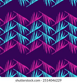 Trendy Tropical Vector Seamless Pattern. Elegant Male Shirt Female Dress Texture. Painted Floral Background. Fine Summer Textile. Dandelion Banana Leaves Monstera Feather Tropical Seamless Pattern.