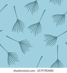 Trendy Tropical Vector Seamless Pattern. Elegant Male Shirt Female Dress Texture. Banana Leaves Feather Dandelion Monstera Tropical Seamless Pattern. Doodle Floral Background. Chic Summer Textile.