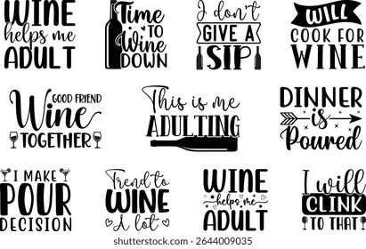 Trendy T-shirt design with a wine theme