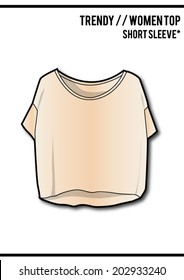 Trendy t-shirt,short sleeve,round neck in vector.