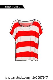 Trendy t-shirt,short sleeve,round neck in vector.