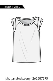 Trendy t-shirt,short sleeve,round neck in vector.