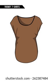 Trendy t-shirt,short sleeve,round neck in vector.