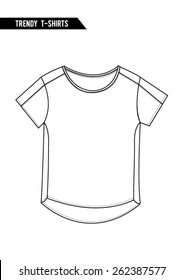 Trendy t-shirt,short sleeve,round neck in vector.