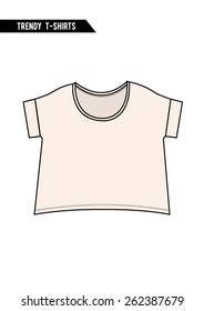 Trendy t-shirt,short sleeve,round neck in vector.