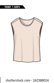 Trendy t-shirt,short sleeve,round neck in vector.