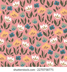 Trendy tulip seamless pattern. Vector illustration.