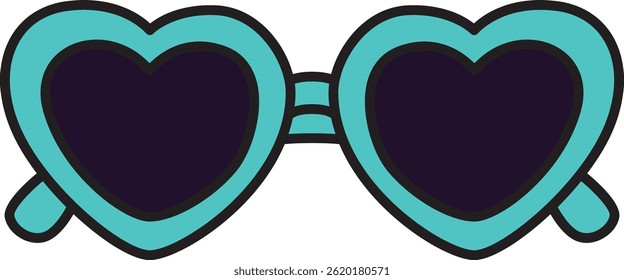 Trendy turquoise heart sunglasses with dark lenses in a bold, playful style. Great for summer, fashion themes, or romantic and girly designs.