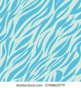 Trendy turquoise zebra print pattern for textile print for fabric, seamless pattern in modern animal stripe design