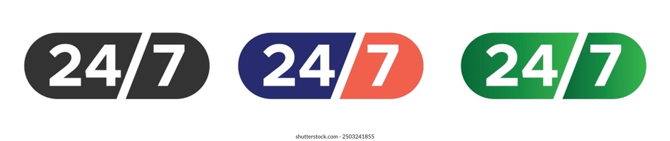 Trendy Twenty four seven call center support vector icons set