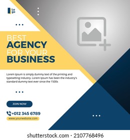 Trendy two color Social media template design for marketing agency company