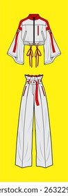 Trendy Two-Piece Streetwear Outfit Illustration on Yellow Background
