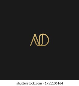 Trendy unique artistic black and golden color AD DA A D initial based letter icon logo.