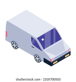 Trendy unique isometric style icon of security van 

