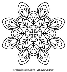 Diseño de mandala de moda y único con líneas limpias para colorear libro, tatuaje y diseño de henna, diseño de mandala para adultos y niños libro de colorear
