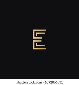 Trendy unique minimal monogram artistic technology based E EE black and golden color initial based letter icon logo.