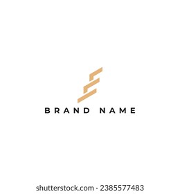 Trendy unique minimal monogram artistic technology-based E or EE golden color initial-based letter icon logo.