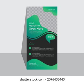 Diseño moderno y moderno de la plantilla de la tarjeta de rack DL Flyer de la marca Green Green. Plantilla de negocio DL para volante.
