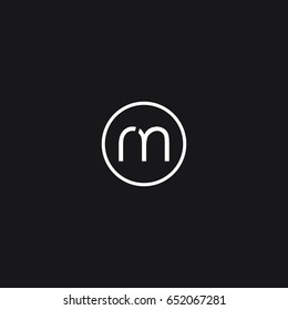 Trendy unique modern stylish connected geometric business brand black and white color RM MR R M initial based letter icon logo.