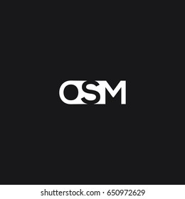 Trendy unique stylish modern attractive geometric black and white MOS SM MS OM MO initial based letter icon logo.