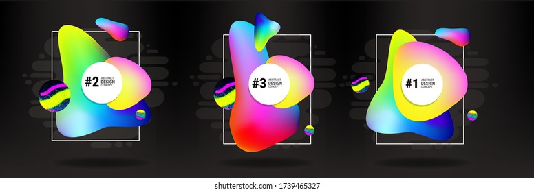 Trendy Аbstract Universal Design Temlate With Rainbow Gradient Liquid Blots