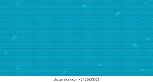 Trendy Urban Flat Blue Simple Brick Wall Seamless Texture Decorative Background Vector Illustration