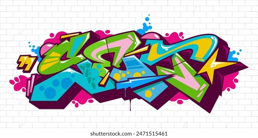 Trendy Urban Hip Hop Abstract Word Lets Graffiti Style Font Lettering Vector Illustration Template