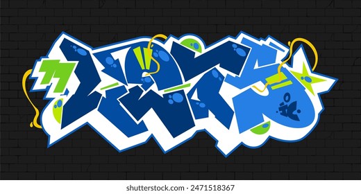 Trendy Urban Hip Hop Abstract Word Lets Graffiti Style Font Lettering Vector Illustration Template