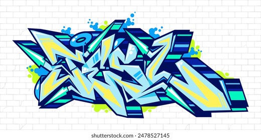 Trendy Urban Hip Hop Abstract Word Tesl Graffiti Style Font Lettering Vector Illustration Template