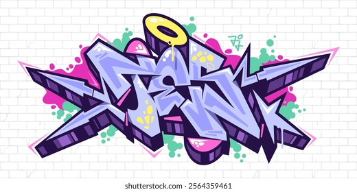 Trendy Urban Hip Hop Abstract Word Tes Graffiti Style Font Lettering Vector Illustration Template