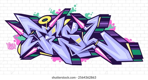 Trendy Urban Hip Hop Abstract Word Tesl Graffiti Style Font Lettering Vector Illustration Template