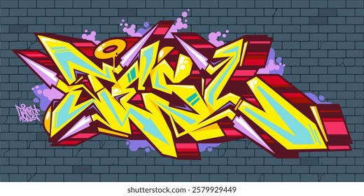 Trendy Urban Hip Hop Abstract Word Tesl Graffiti Style Font Lettering Vector Illustration Template