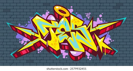 Trendy Urban Hip Hop Abstract Word Tes Graffiti Style Font Lettering Vector Illustration Template